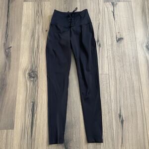 Splits59 Black Glenda Lace Up Techflex Full Length Leggings Size Small Pilates